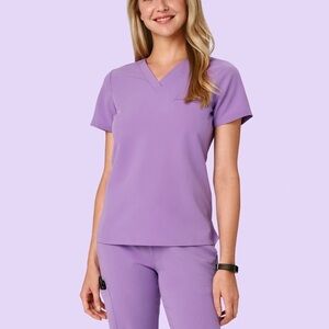 Women's Short Sleeve V-Neck Top - Purple